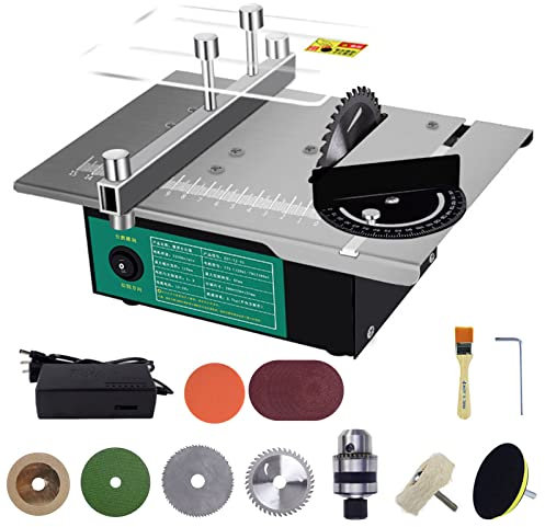 Mini Hobby Table Saw, 180W Portable Precision Table Saws with 4 Blades, 40Mm Cut Depth, Multifunctional Small Cutting Woodworking Saw for DIY Handmade Wooden Model Crafts,Set 2