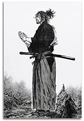 NJYXART Schwarz-Weiß-Poster: Vagabond Samurai, Wandposter, Kunstdruck, Modernes Schlafzimmer-Dekoration, 30 x 45 cm