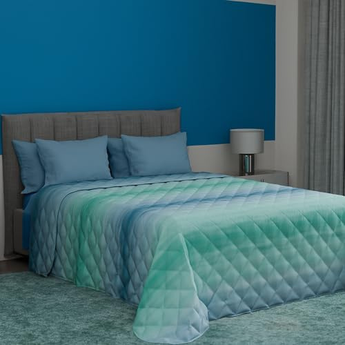 Trapunta Estiva Matrimoniale 100% Puro Cotone Certificato Smeralda Bluette | Trapuntino Estivo Matrimoniale Leggero, Imbottitura 100 gr, Traspirante, Anallergico e Antibatterico, Ideale per 4 Stagioni