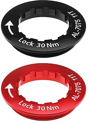 SG Store 2PCS 11T Cassette Lock Ring Aluminium Alloy Lockring Bicycle Flywheel Ring Cover 36mm Diameter for Mountain Road Bikes Black & Red