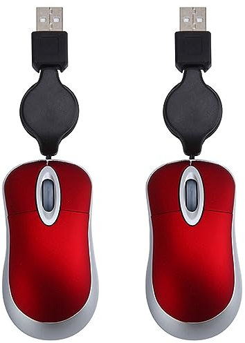 ZIUTPDAX Lot de 2 mini souris filaires USB avec câble rétractable 1600 pour Windows 98 2000 XP