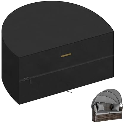 VANSHEIM Housse Lit de Jardin Imperméable Housse Protection Lit de Jardin Housse de Protection Salon de Jardin Robuste Tissu Oxford 420D Coupe-Vent,Anti-UV Couverture de Lit de Jardin 205x110x80cm