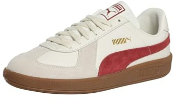 PUMA Herren Army-Leder-Sneaker, Warm White/Intense Red, 44 EU