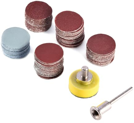 Saipor 100 Pièces Disques Abrasifs 25mm Disques de Ponçage avec Tige de 3mm Plateau de Polissage Plaques D'appui Papier Abrasif pour Perceuse Meuleuse Outils Rotatifs, Grain 100-3000