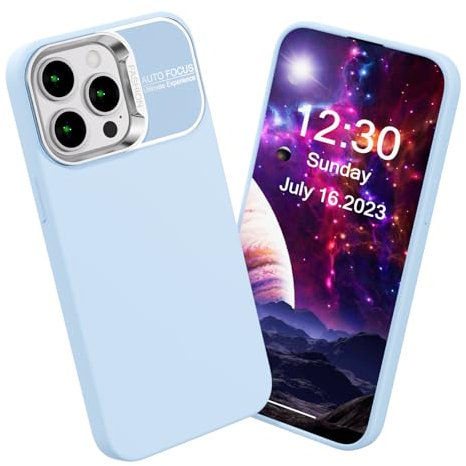 MINUUISCT Cover Compatibile con iPhone 15 Pro Max, Gomma Gel di Silicone Liquida Antiurto Custodia, Sottile in Custodia Protettiva con Tutto Il Corpo Tocco Morbido Setoso Cover-Yuanfeng Blue
