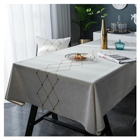 Gualiy Tischdecke Quadratisch, Tischtuch 120x180CM Polyester Tischdecke Abwaschbar Couchtisch Rhombus Stickerei Tischdecke für Gartentisch, Grau
