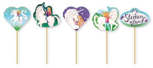 10 Muffin-Picker * STERNENSCHWEIF * als Deko für Kindergeburtstag und Mottoparty | Muffinpicker aus Holz und Papier | Laura Mädchen Pferde Einhorn Kinder Party Geburtstag