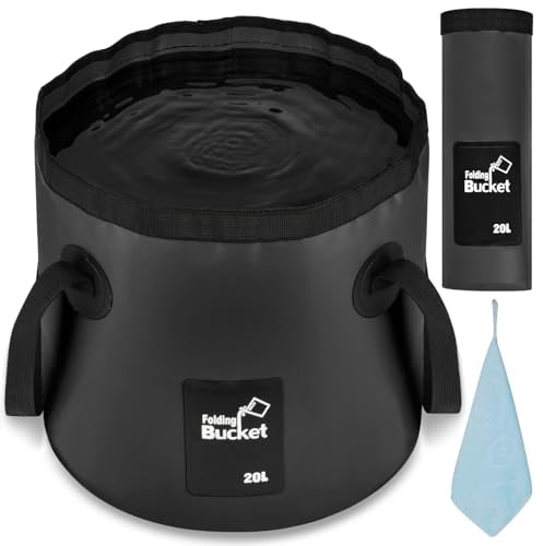 Flintronic Outdoor Faltschüssel 12L/20L, Outdoor Falteimer, Faltbarer Fischeimer, Aus Langlebigem Planen Gewebe, Als Waschschüssel, Spülwanne, Spülschüssel