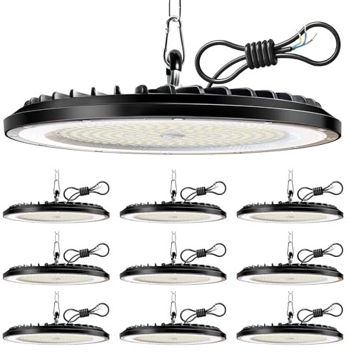 10 Pack Faretto LED UFO 100W, 15000LM 6000K Lampada Officina Super Luminose Bianco Freddo, IP65 Impermeabile LED Industriale Faretto, Lampada LED per Garage, Magazzini, Fabbrica, Stadio Coperto
