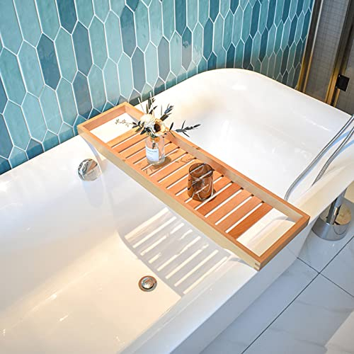 Bandeja De Madera para Bañera, Estante para Bandeja De Baño De Nogal Premium, Soporte para Bañera, Soporte para Bañera para Tabletas, Libros, Velas, Estante para Accesorios De Baño/B/86 * 22Cm