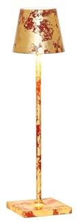 Zafferano, Poldina Micro Lampe, Kabellose, Wiederaufladbare Tischlampe mit Touch Control, Geeignet für den Innenbereich, Dimmer, 2200-3000 K, Höhe 27,5 cm, Farbe Rot - Craquelé-Blattgold