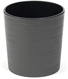 Graphite Textured Flower Pot - Round with Plant Insert - Indoor/Outdoor - Large, 19cm x 19cm