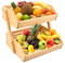 YOPEUC Cesta de Frutas De Bambú de 2 Niveles, Fruteros de Cocina 2 Pisos Cesta de Frutas y Verduras para Almacenamiento de Cocina, Verduras, Frutas, Aperitivo