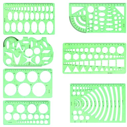 SenseYo 7 Stück Zeichnungsvorlagen, Kreisschablonen für geometrische Zeichenschablonen, Kunststoff, transparente Kreisschablonen, Architekturbedarf, Zeichenwerkzeuge für Büro, Studium, Design (7