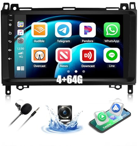 SIXWIN 4+64G Android 13 Radio Coche para Mercedes-Benz W169 W245 B200 W639 Vito Viano W906 con CarPlay&Android Auto&Mirrorlink,9 Pulgadas Pantalla Táctil con Bluetooth/WiFi/GPS/FM/RDS/USB