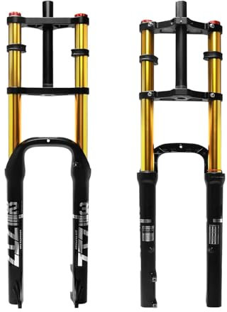 ZTZ 20/26 inch 4.0 Fat Tire Bike Air Suspension Fork - 180mm Travel, 135mm Hub Spacing, QR 9mm, Double Crown Shock Absorber Fork for MTB Fat Snow Beach E-Bike
