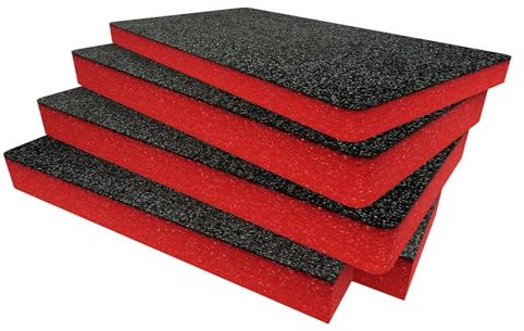 Shadow Foam Einsatz Pack für Peli 1510 – Cut and Peel Schaumstoffeinsätze für Peli Cases | Kamera-Aufbewahrung, Fotografie-Organisation, Rot/50 mm