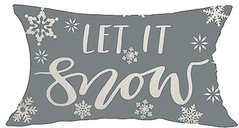 Kissenbezüge Let It Snow Schneeflocken Auf Grauem Hintergrund Winter Kopfkissenbezug Gemütliche Zierkissenbezug Moderne Kissenhüllen Für Wohnzimmer Büro Schlafzimmer 40x60cm