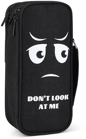 Wzone Federmäppchen Großer Kapazität mit Organizer 5 Fach für Jungen Mädchen, Pencil Case Schreibtisch Organizer Schule & Büro Studentin, Don't Look at ME