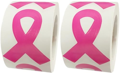 Lpitoy Pink Ribbon Aufkleber, 2 Rollen/Set Pink Ribbon Awareness Sticker Etiketten Rolle Rosa Brustkrebs Awareness Ribbon Paketversiegelung Für Event-geschenkbrief