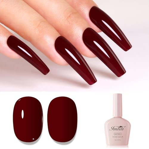 Imtiti Rot UV Nagellack, Kirsche Rot UV Gel Nagellack Soak Off Led Gel Nail Polish Herbst Winter Gel Nagellack DIY Nagel Kunst Starter Maniküre Salon Gellack Kit 10ML
