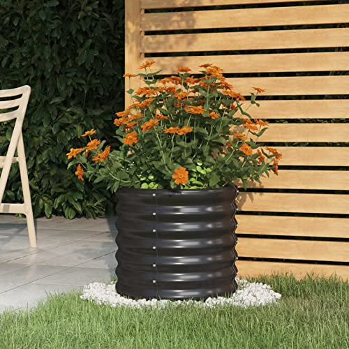 Brokky Vaso Giardino Acciaio Verniciato a Polvere 40x40x36cm Antracite-Fioriera da Esterno,Orto Verticale Rialzato da Esterno per Balcone e Giardino,Mini Orto Rialzato per Piantine,Giardino Verticale