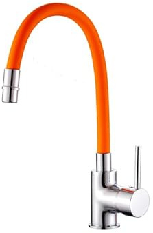 Impalli - Grifo mezclador de cocina con caño flexible giratorio de silicona de colores, grifo para fregadero de cocina con flexibles grifo de cocina, 5 x 36 x 17 cm (naranja)