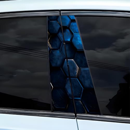 2PCS 3D Honigwabe Vinyl-Aufkleber Auto B Säule Wasserdicht Sonnenschutz-Kratzschutz Aufkleber DIY Tür Post Aufkleber Abdeckung Kratzer Auto Personalisierte Außen Zubehör (Blau)