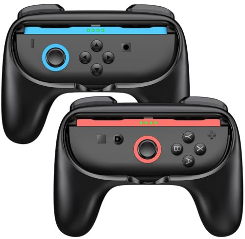 HELLCOOL Impugnatura compatibile con Nintendo Switch 2 Joy Con, 2 impugnature per controller per accessori per interruttori 2025, supporto per maniglie nere