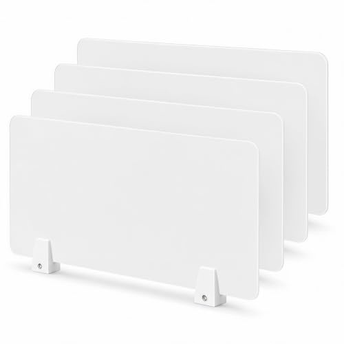 4 Pcs Desk Divider Frosted Acrylic Desktop Privacy Panels, 60 x 40cm | Reduce Visual Distraction Boards, Portable Desk Partition Barrier Panel with Clamps, for Home Offices Libraries Classroom