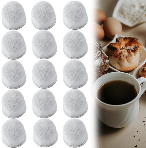 QSLKI 15PCS Charcoal Coffee Filter, Replacement Non-Woven Activated Charcoal Water Filters, Coffee Machine Filter Non Woven Carbon Kit, Fits All Wolf Gourmet Kettle, White (Cylindrical)
