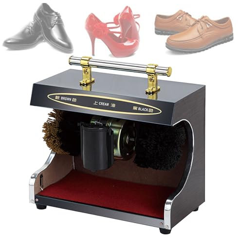 ZHJOPP Vollautomatischer Induktions-Schuhputzer, kommerzieller elektrischer Schuhputzer, einfach und bequem, mit Armlehnen- und Ölkastendesign, geeignet für Zuhause, Büro, Hotel (B)