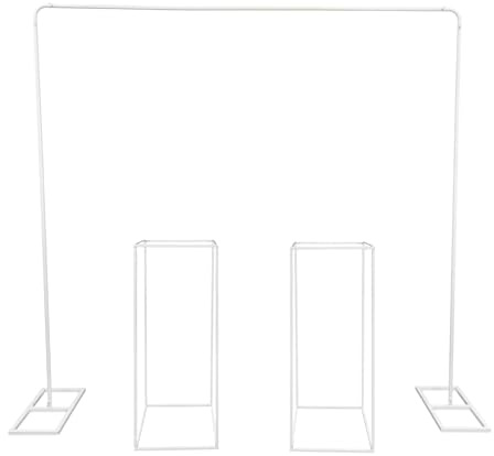 Generisch 2x2m Hochzeitsbogen Stand Mit 2 Stück 27x27x80cm Quadratische Blumenständer Plastik Dreieck Verbinder Weiß