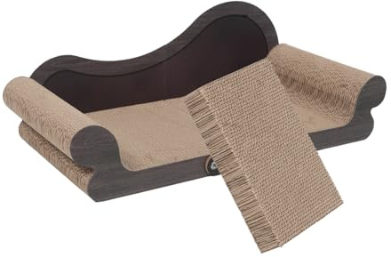 HANABASS Katzenkratzmatte in Sofaform aus Wellpappe mit Gesunder Kratzfläche und Großem Liegebereich für Drinnen Langlebiges Katzenkratzmöbel und Karton