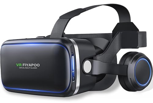 FIYAPOO Occhiali VR Telefono cellulare con cuffie HiFi, occhiali 3D Realtà virtuale: il tuo sistema di intrattenimento per film e giochi coinvolgenti