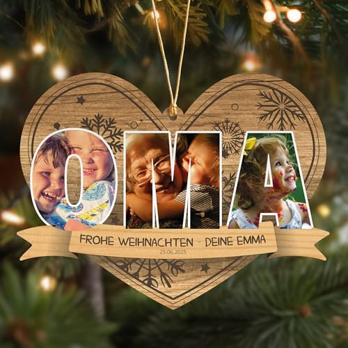 Oma Weihnachtsbaumschmuck - Oma Geschenk personalisierte Weihnachtskugeln, Großmutter Geschenke Christbaumschmuck, Geschenke Großmama Weihnachtsdeko - Geschenkidee Großmutter, Beste Großmama