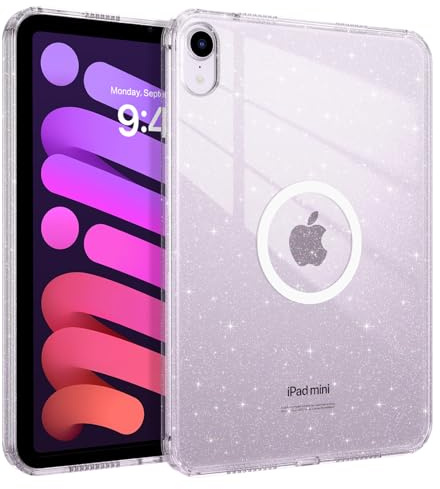 Telaso for iPad Mini 7 Case (A17 Pro, 2024 Model, 7th Generation) / Mini 6 Case (2021 Model, 6th Generation), Glitter Anti-Yellowing Cover Case for iPad mini 7/6 8.3'', Clear Sparkle