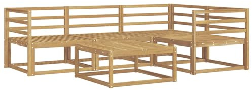 vidaXL Outdoor-Sofagarnitur 5 pcs Weiß 79 x 79 x 37 cm, Akazienholz Sofa, modernes Outdoor-Möbel, stylische Sectional-Garnitur, wetterfeste Terrasse, Garten Sitzgruppe