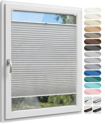 Birrke Plissee mit Bohren im Fensterrahmen, Sichtschutz, Sonnenschutz | Fenster Plissee nach Maß zum Bohren Breite: 125–160cm, Höhe: 150–230cm - Faltrollo Innen, UV Schutz - Plisseerollo, 15 Farben