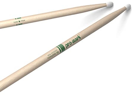 ProMark Classic Forward 5B Raw Hickory Drumsticks, Oval Nylon Tip, Unfinished, 1 Pair