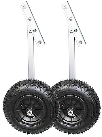 Seamax EZ Load Boat Launching Wheels Set for Inflatable Boat & Aluminum Boat, Support MAX 500Lbs Loading with 12 Pneumatic Tire & 2 Height Position