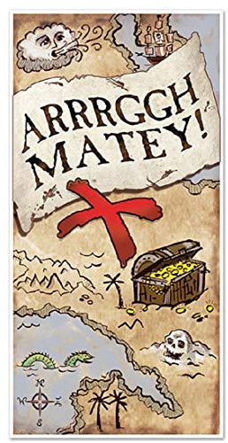 Beistle Treasure Map Door Cover, Pirate Themed Birthday Party Decorations, Fantasy Adventure Party Supplies, Pirate Party Accessories, 30 x 5'