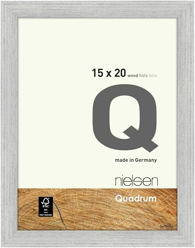 nielsen Holz Bilderrahmen Quadrum, 15 x 20 cm, Silber | Holz Fotorahmen im Hoch- & Querformat zum Auftstellen und Aufhängen Silber matt Echtglas