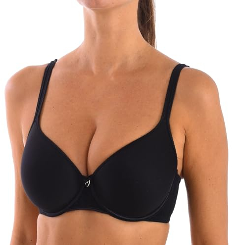 Selene, Reggiseno Donna con Fascia Anatomica, con Ferretto e Coppa Spacer Traspirante Imbottita, Collezione Fabiola, Colore Nero, Taglia 5C