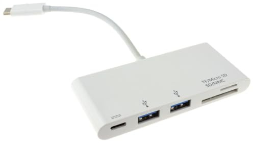 kenable USB 3.1 Type C to 2 x USB 3 Sockets & SD/Micro SD Card Reader with PD
