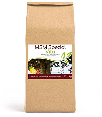 CELLAVITA MSM Spezial Vita mit Vitamin C | Organischer Schwefel Methylsulfonylmethan (MSM) Pulver mit Spurenelementen (1000g)