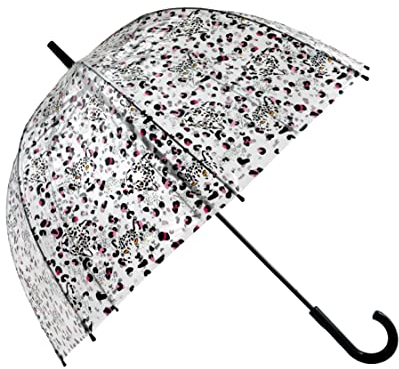 Fulton Birdcage 2 Regenschirm mit Leopardenmuster, transparent, durchsichtig, Vogelkäfig 2