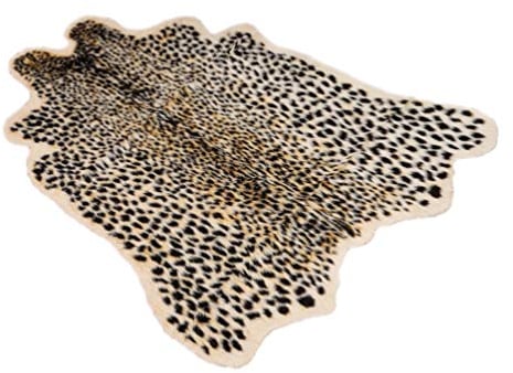 Amosfun Leoparden-Print, Kunst-Plüsch-Teppich mit Leopardenmuster, Fußmatte für Zuhause, Büro, Wohnzimmer, Esszimmer, Geschenk