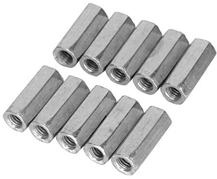 10 pièces M6 écrous longs en acier au carbone écrou hexagonal à tige d'écartement fileté écrou à manchon hexagonal entretoise écrou fileté attaches(M6*30)