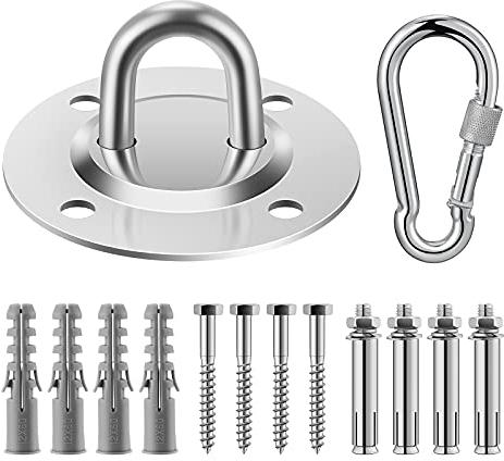 Awroutdoor Deckenhaken,400KG Kapazität Deckenhaken Hängesessel, Premium Edelstahl Professionell Schaukelhaken für Hängesessel, Hängelampe, Hängematte Boxsack Schaukel